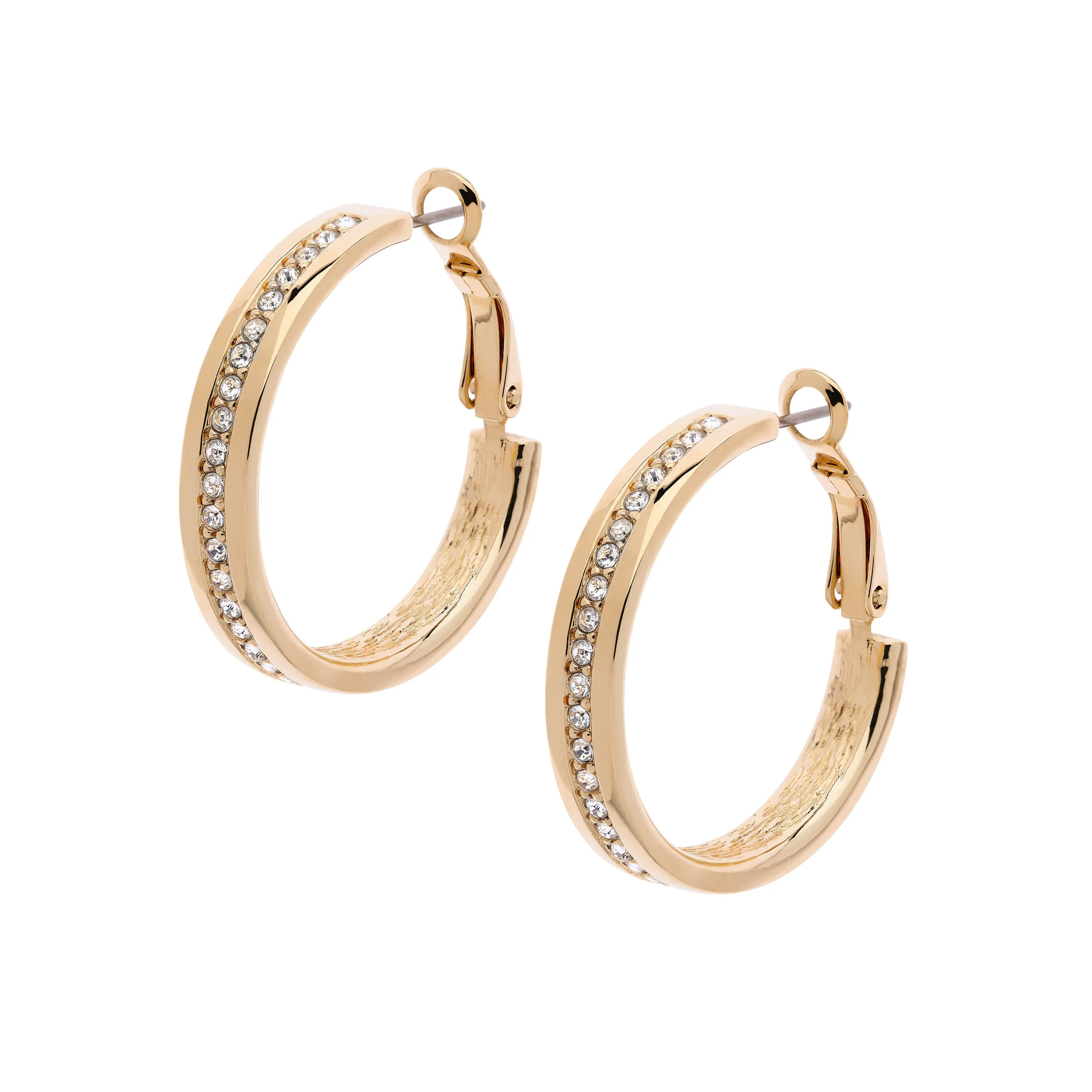 Gold & Crystal Large Hoop Earrings