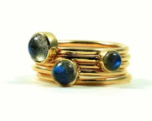 Gold Labradorite stacking rings