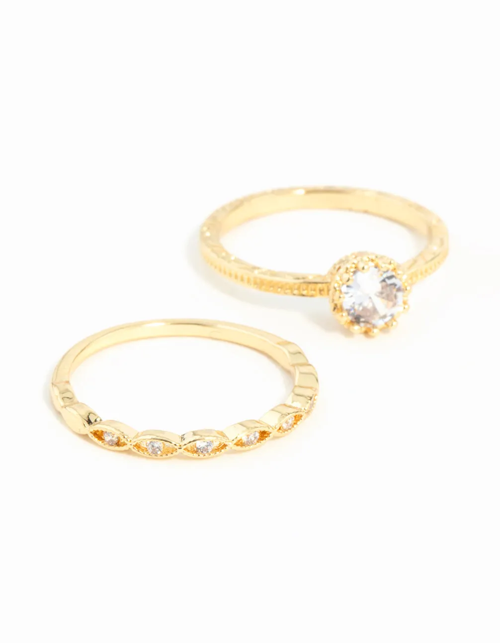 Gold Plated Cubic Zirconia Engaement Ring Stack