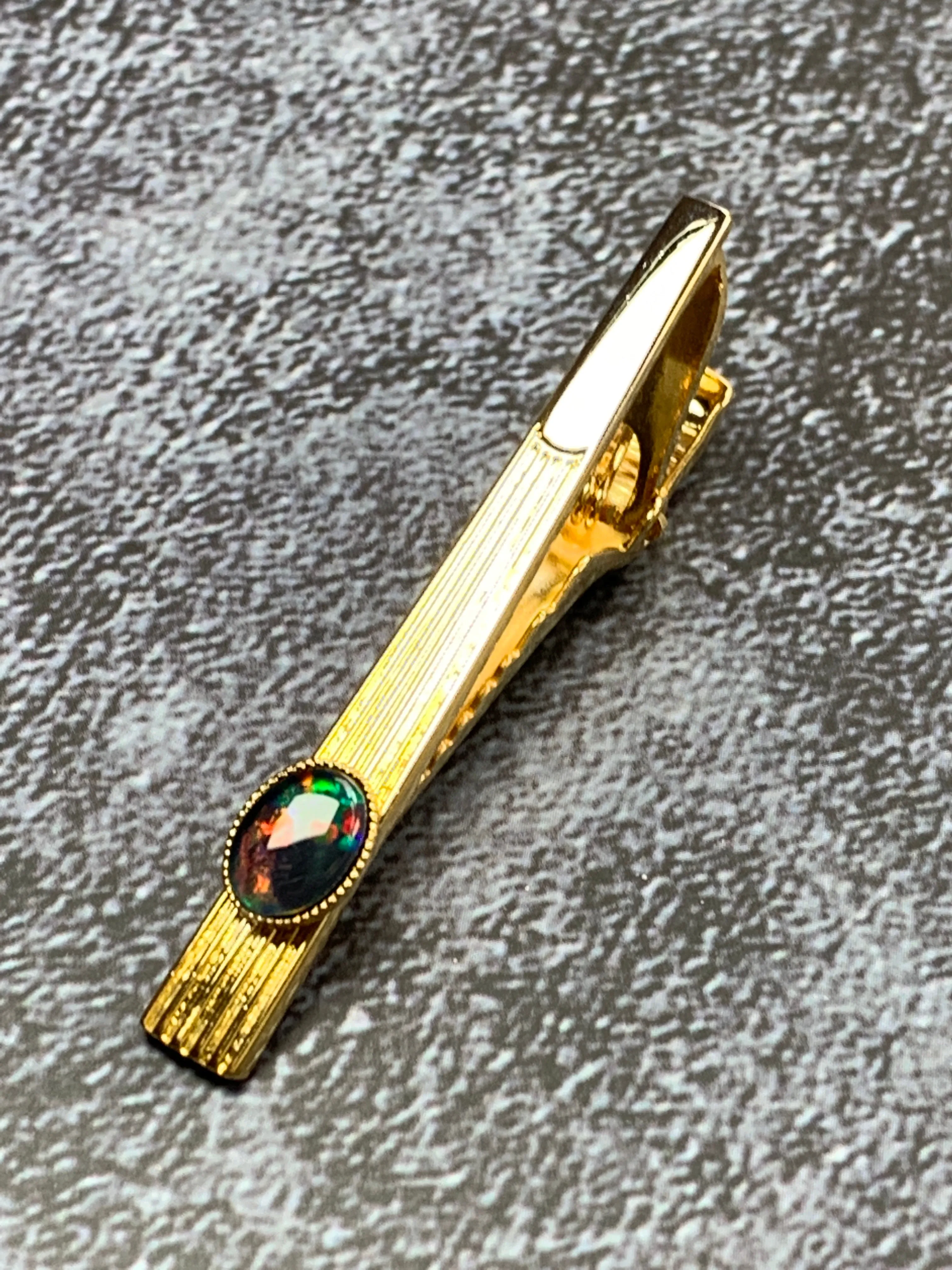 Gold Plated Tie Bar with Opal