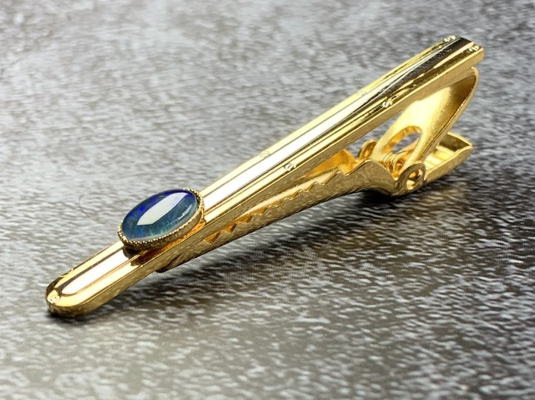 Gold Plated Tie Bar with Opal