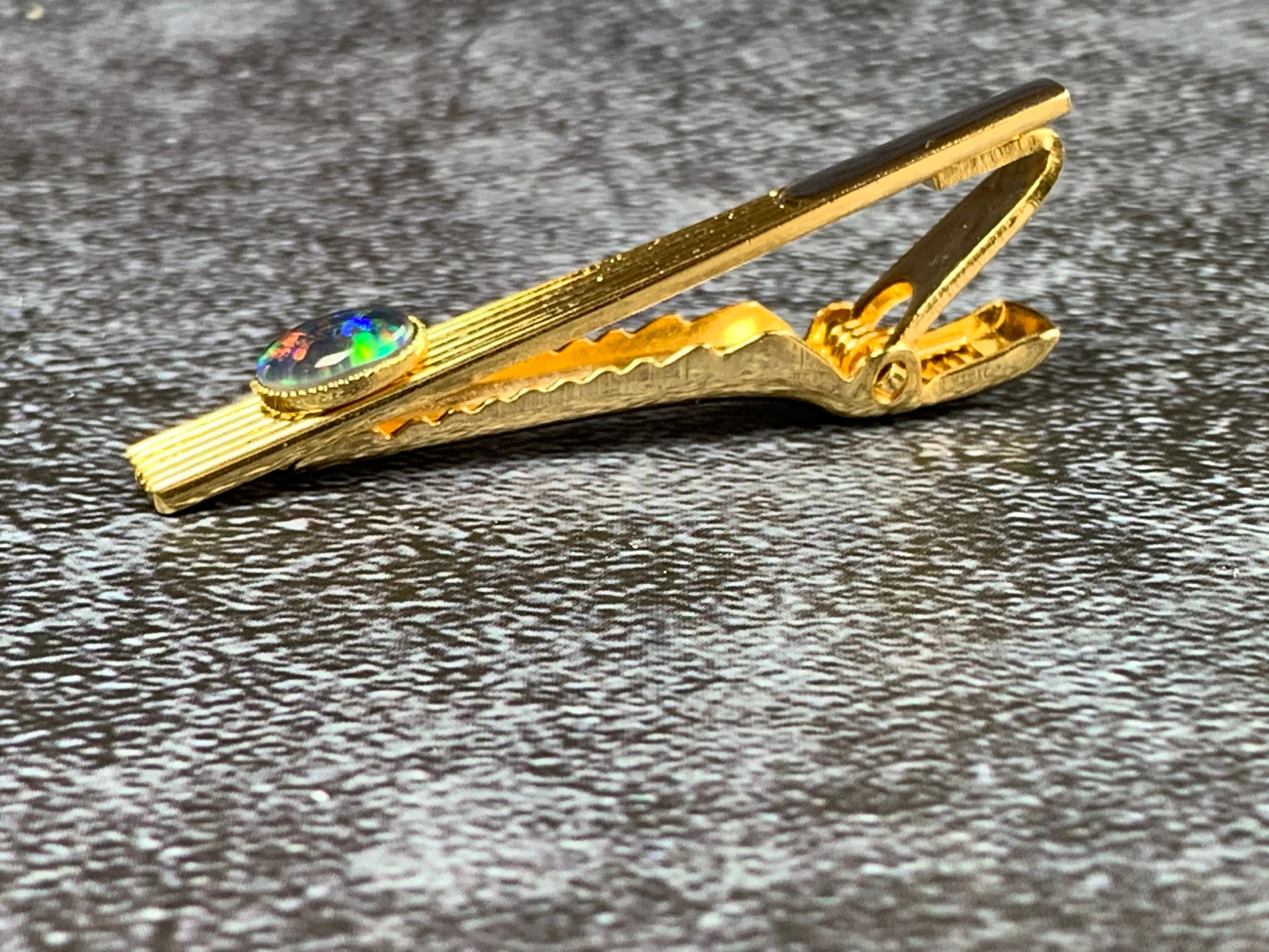 Gold Plated Tie Bar with Opal