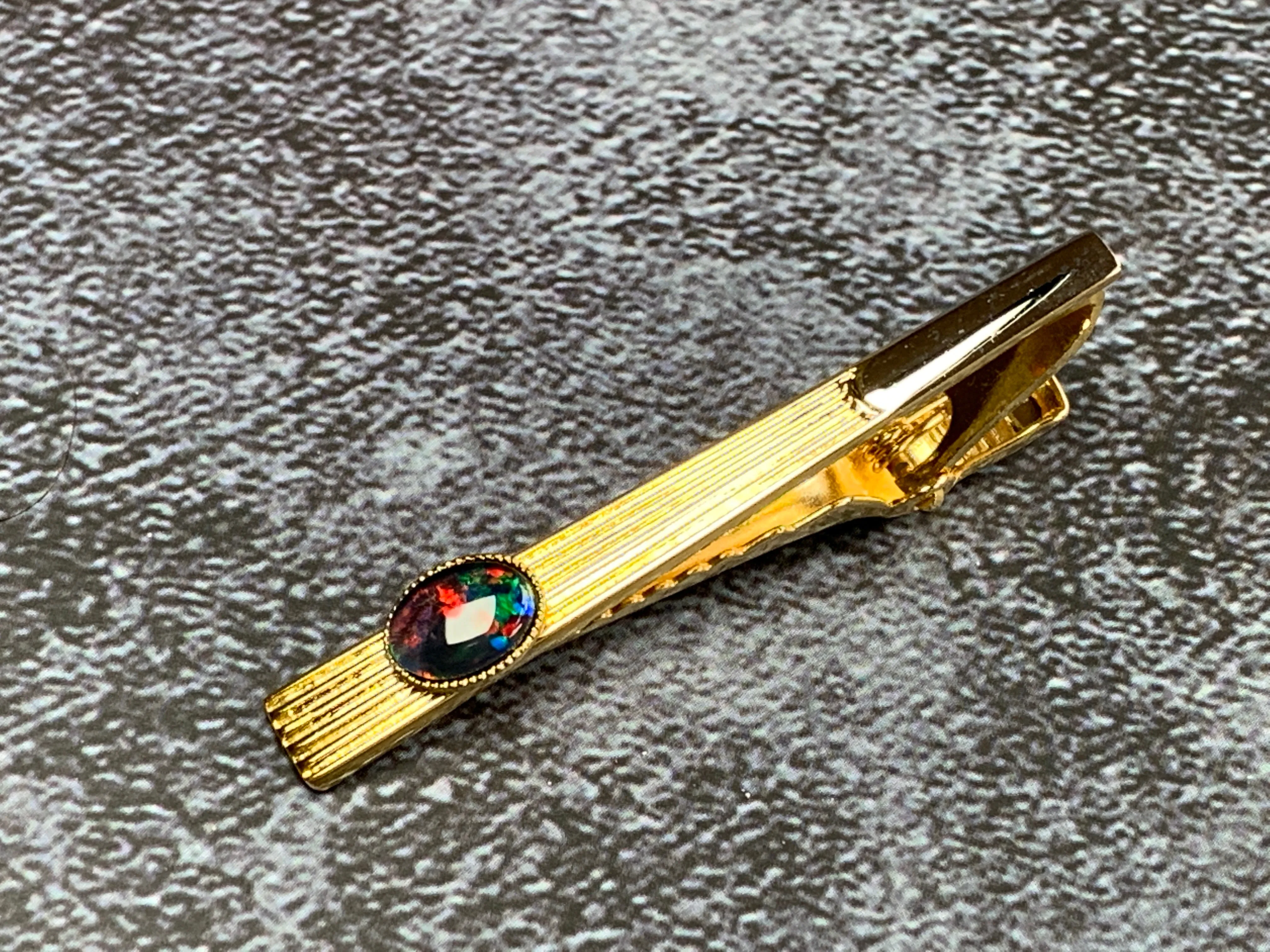 Gold Plated Tie Bar with Opal