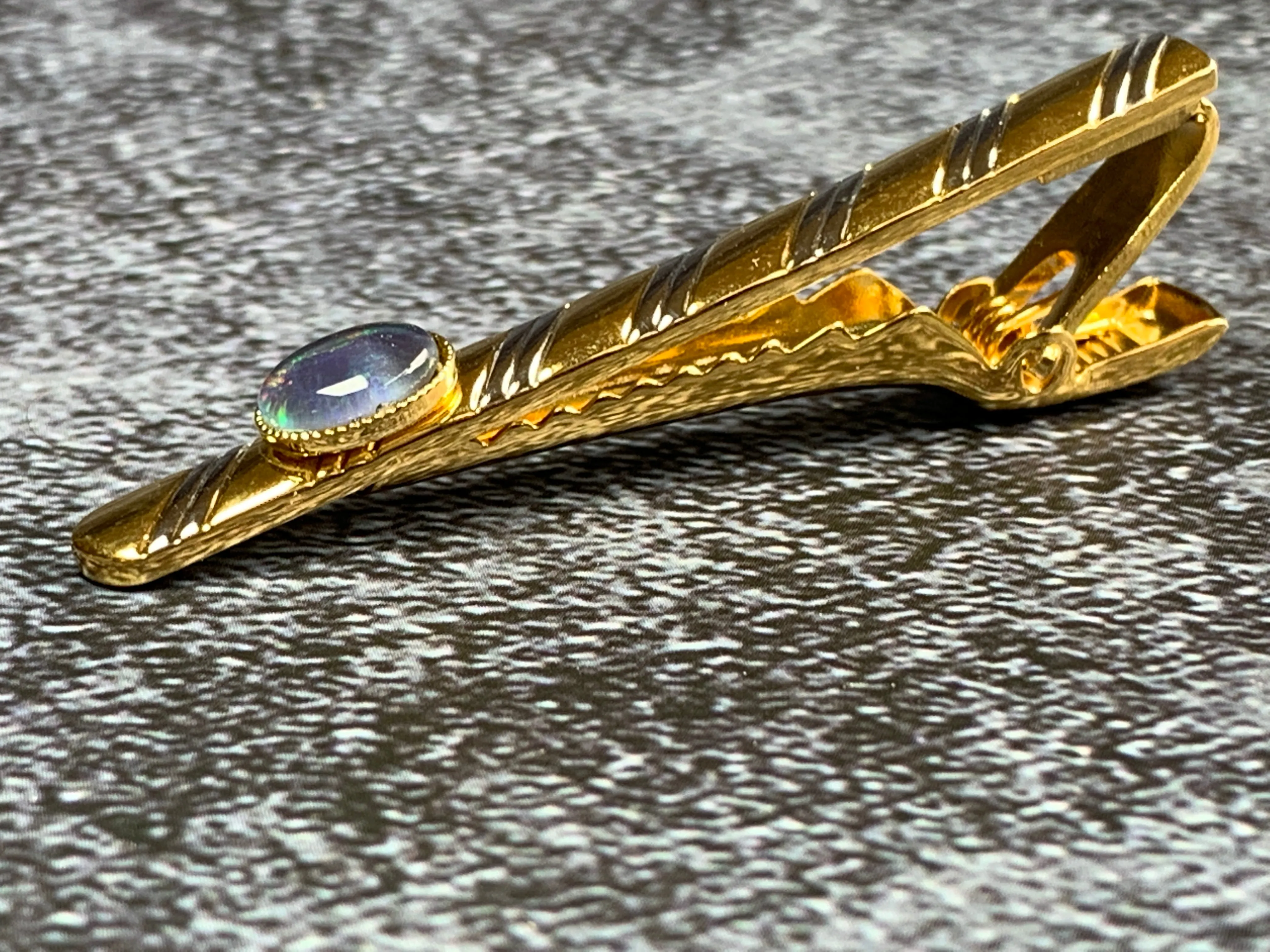 Gold Plated Tie Bar with Opal