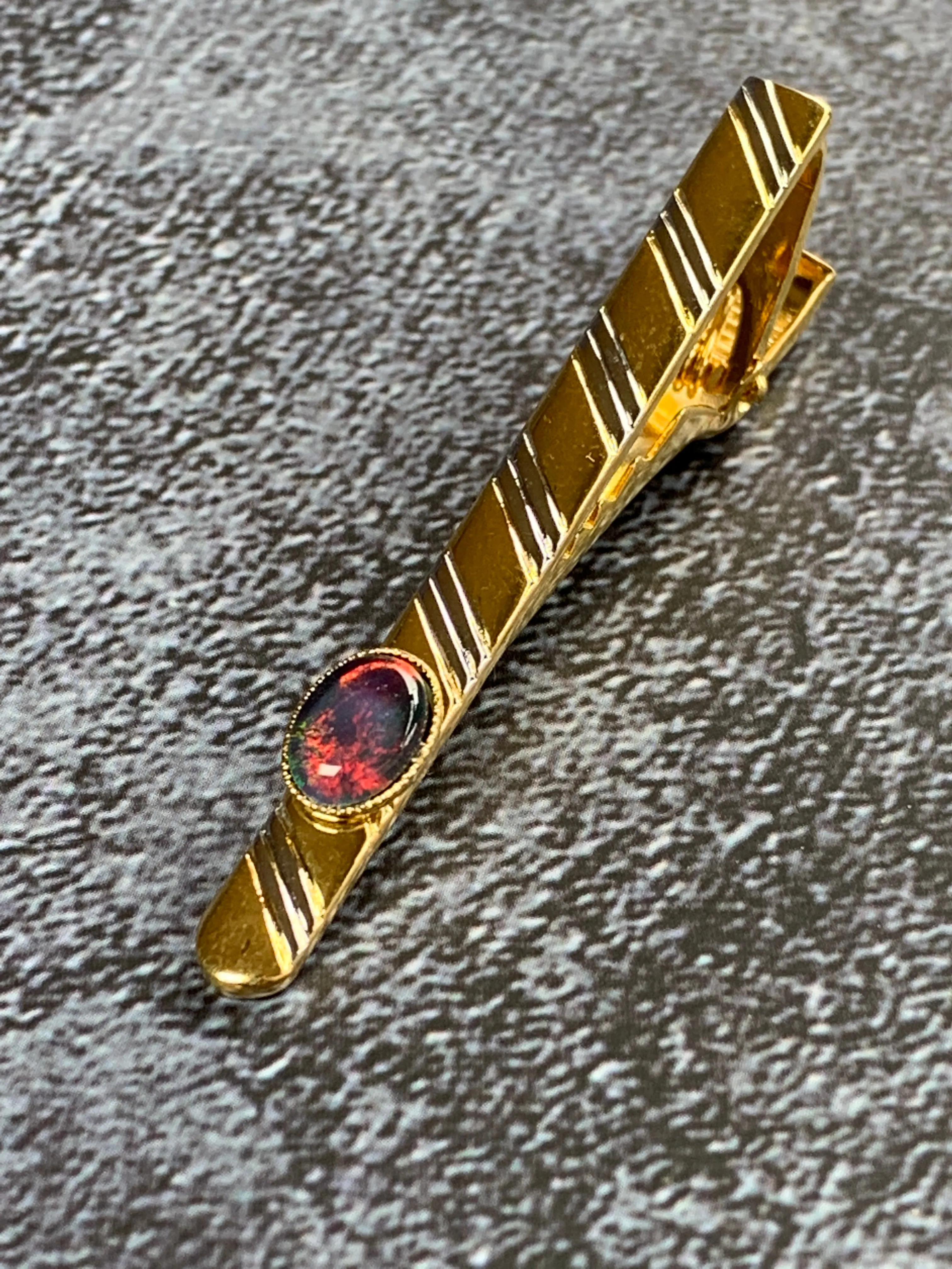 Gold Plated Tie Bar with Opal