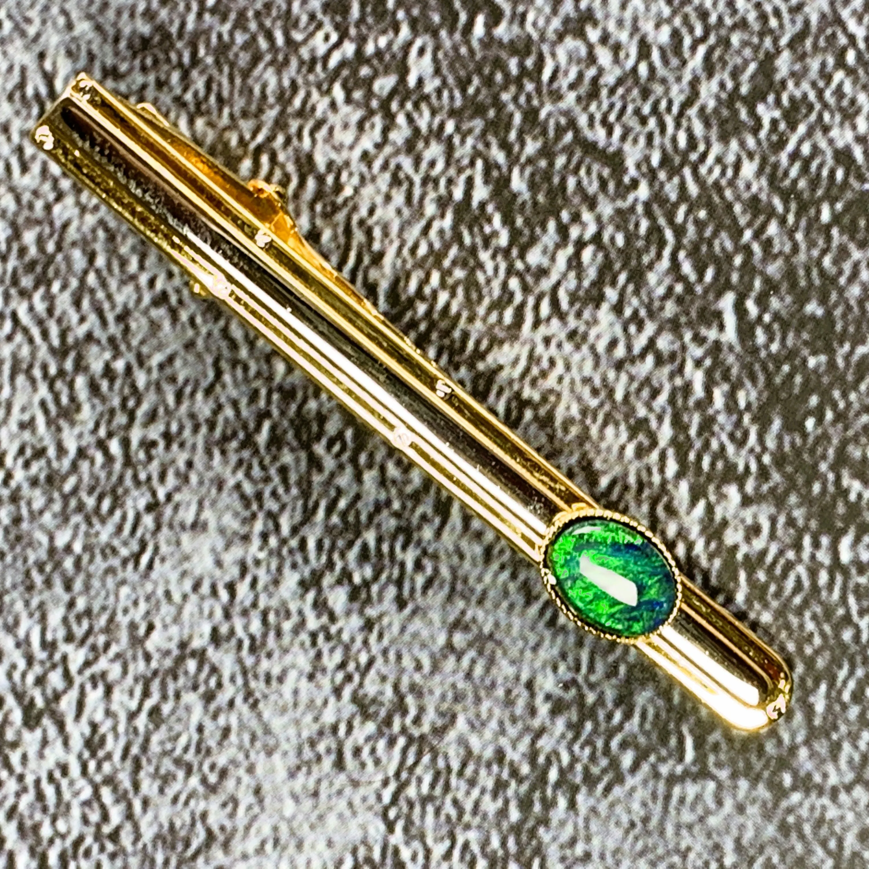 Gold Plated Tie Bar with Opal