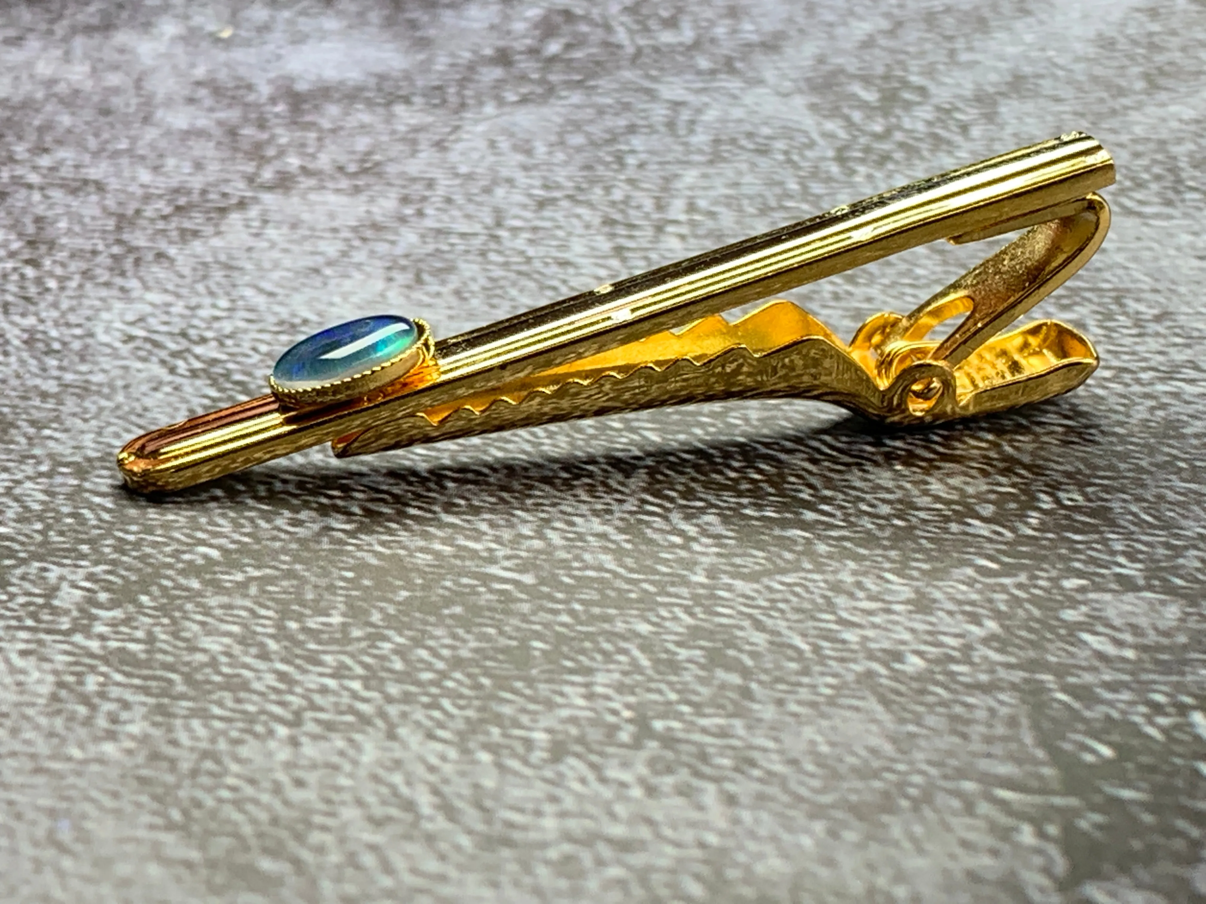 Gold Plated Tie Bar with Opal