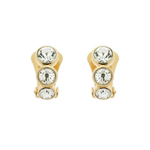 Gold Trio Crystal Clip Earrings