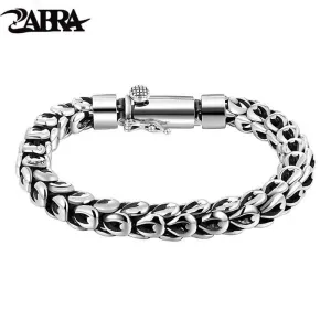 Gothic 925 Sterling Silver Dragonscale Bracelet Men High Polished Vintage Rock Bracelets Jewelry for Men's (Length 20cm)