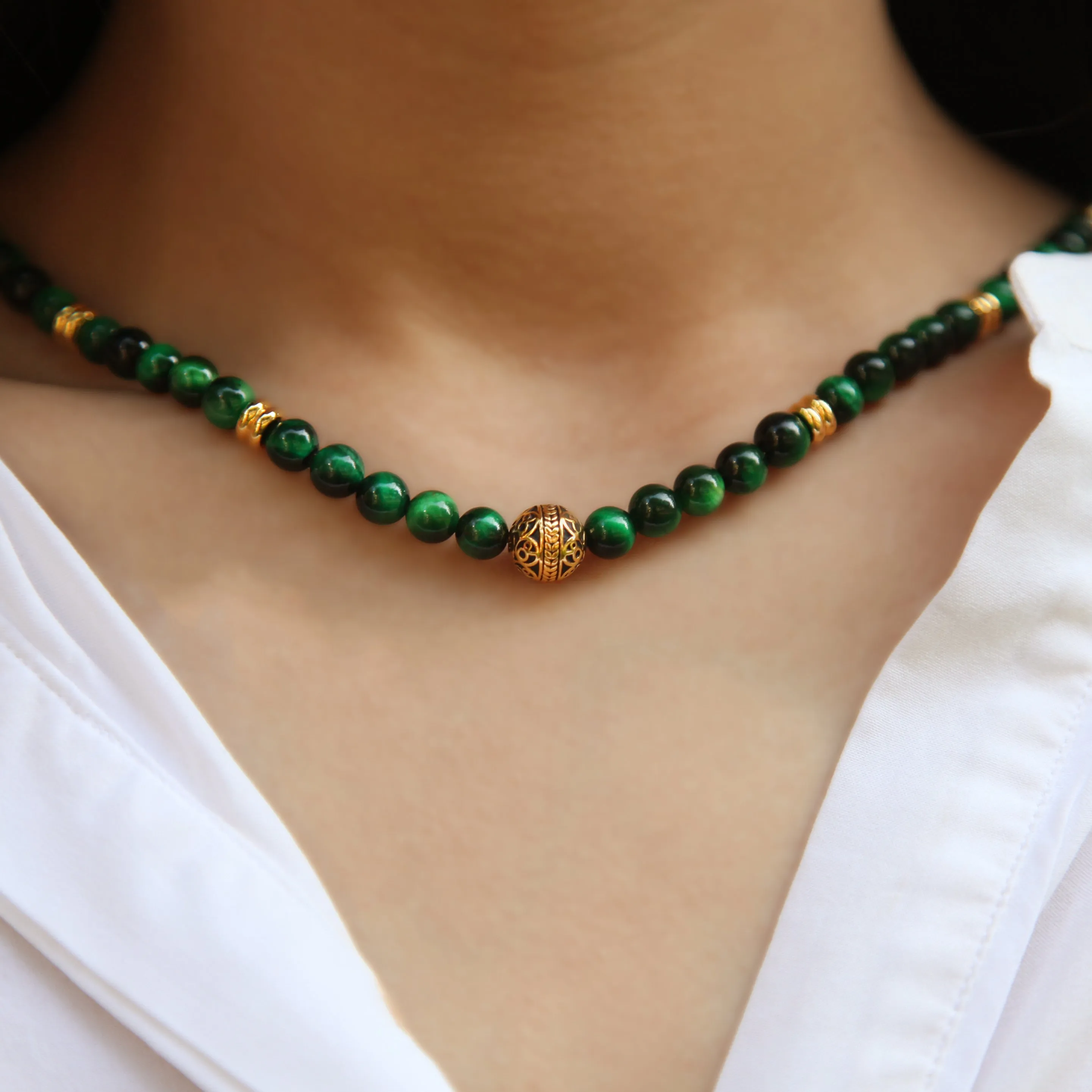 Green Tiger Eye Crystal Necklace