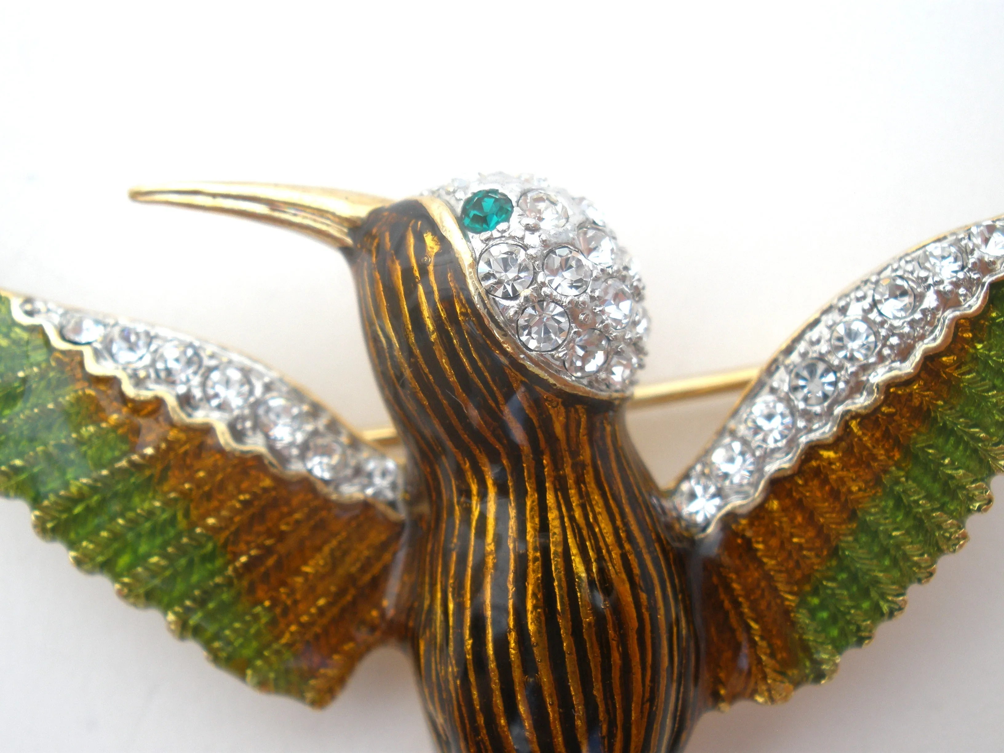 Guilloche Enamel Hummingbird Brooch Pin