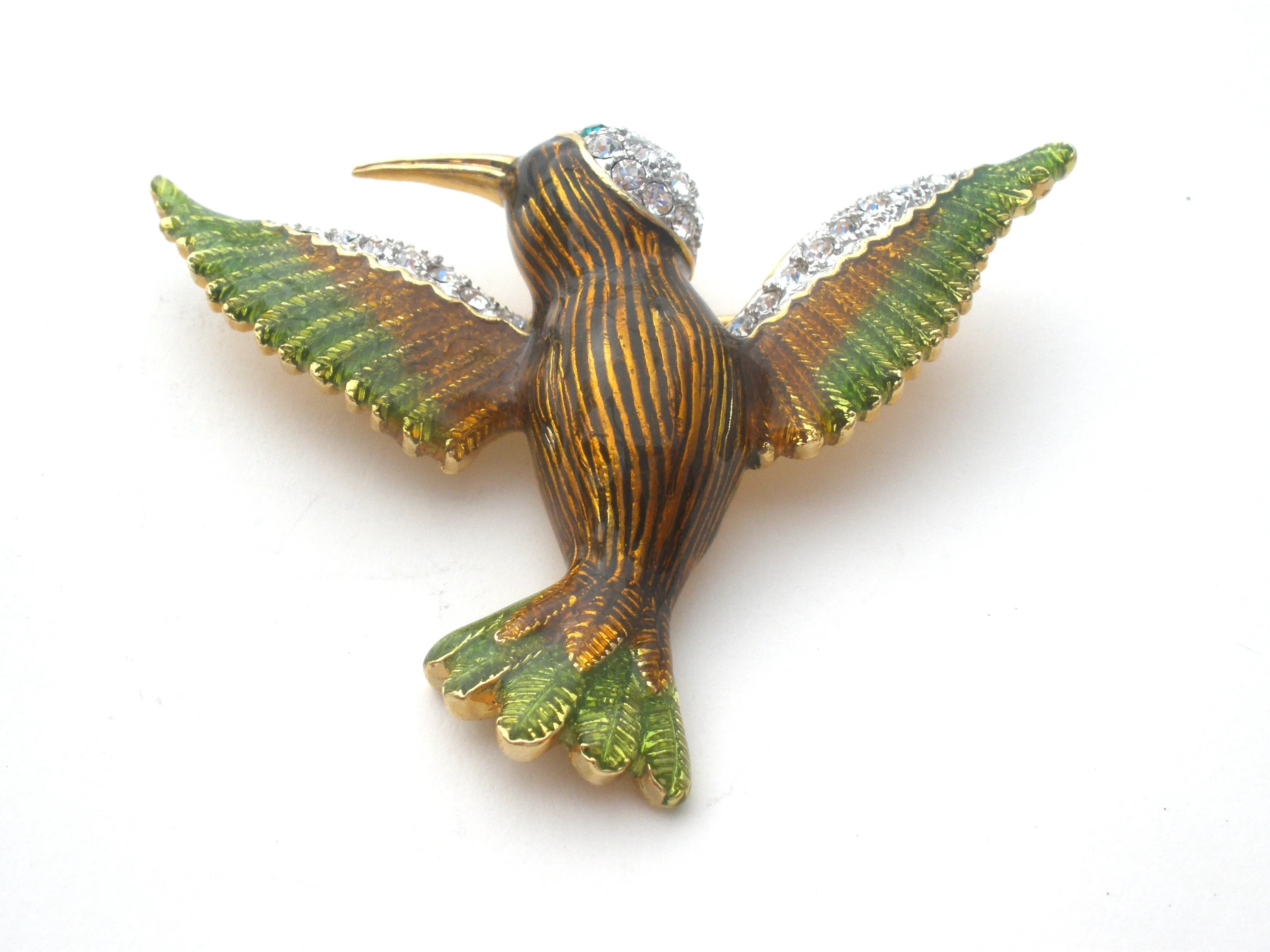 Guilloche Enamel Hummingbird Brooch Pin