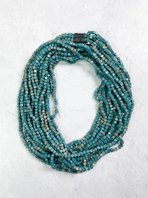 Hand Painted The Next Pashmina Beaded Necklace, Teal/Gold