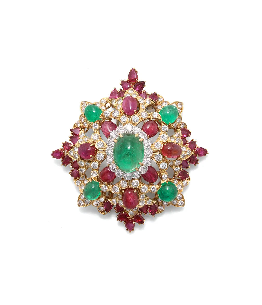 Heraldic Colored Snowflake Brooch