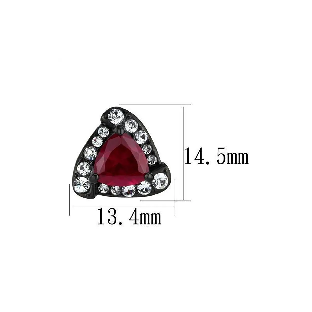 IP Black(Ion Plating) Stainless Steel Earrings with AAA Grade CZ in Ruby for Women Ruby Stone Color Style TK2272