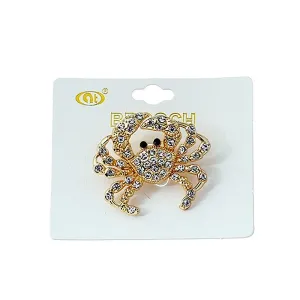 JAH23343-Rhinestone Crab Brooch