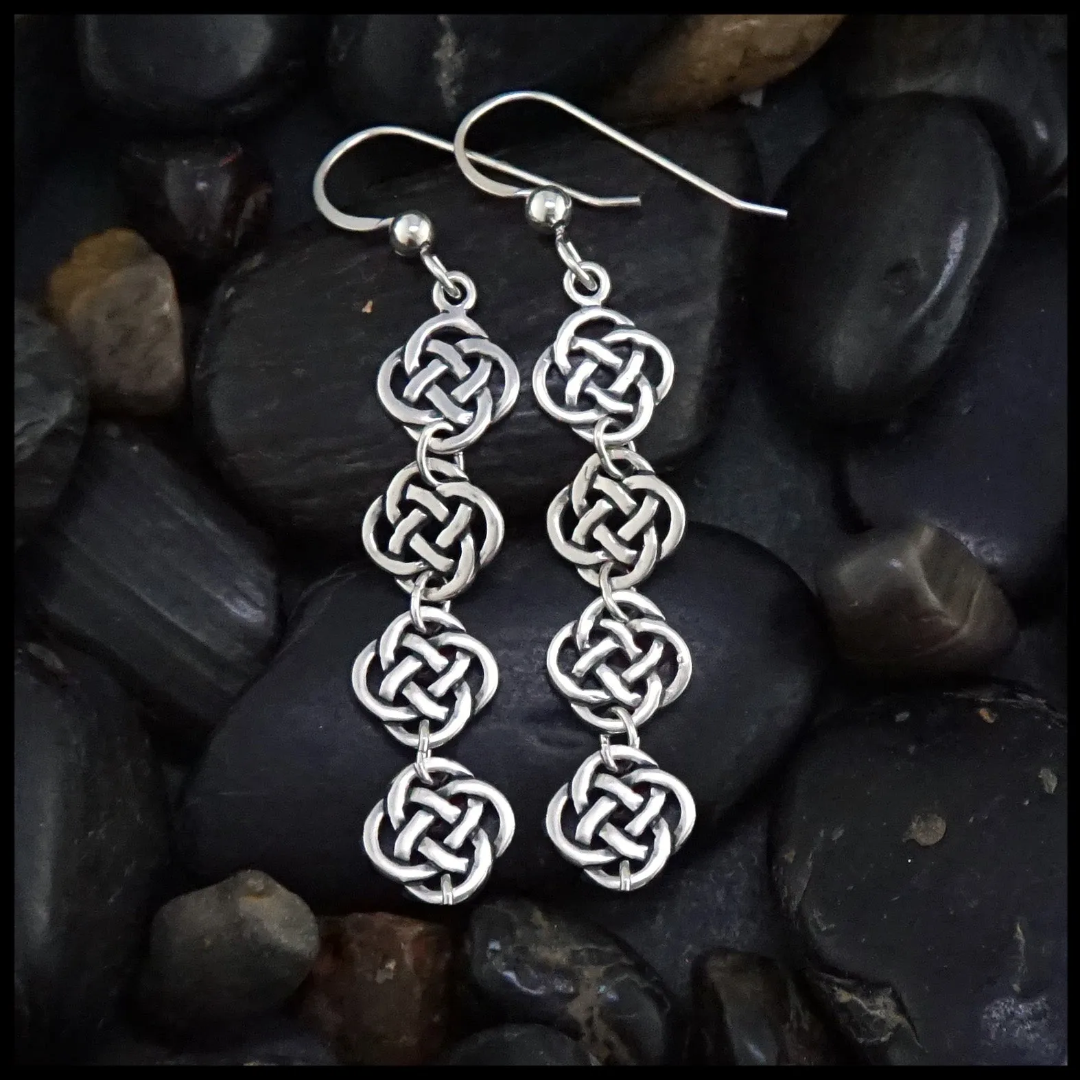 Josephine Knot Chained Drop Earrings in Silver