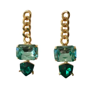 Kerry Chain Emerald Drop Earrings