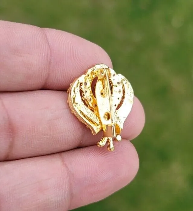 Khanda brooch gold plated stunning diamonte sikh king pin singh kaur broach k57