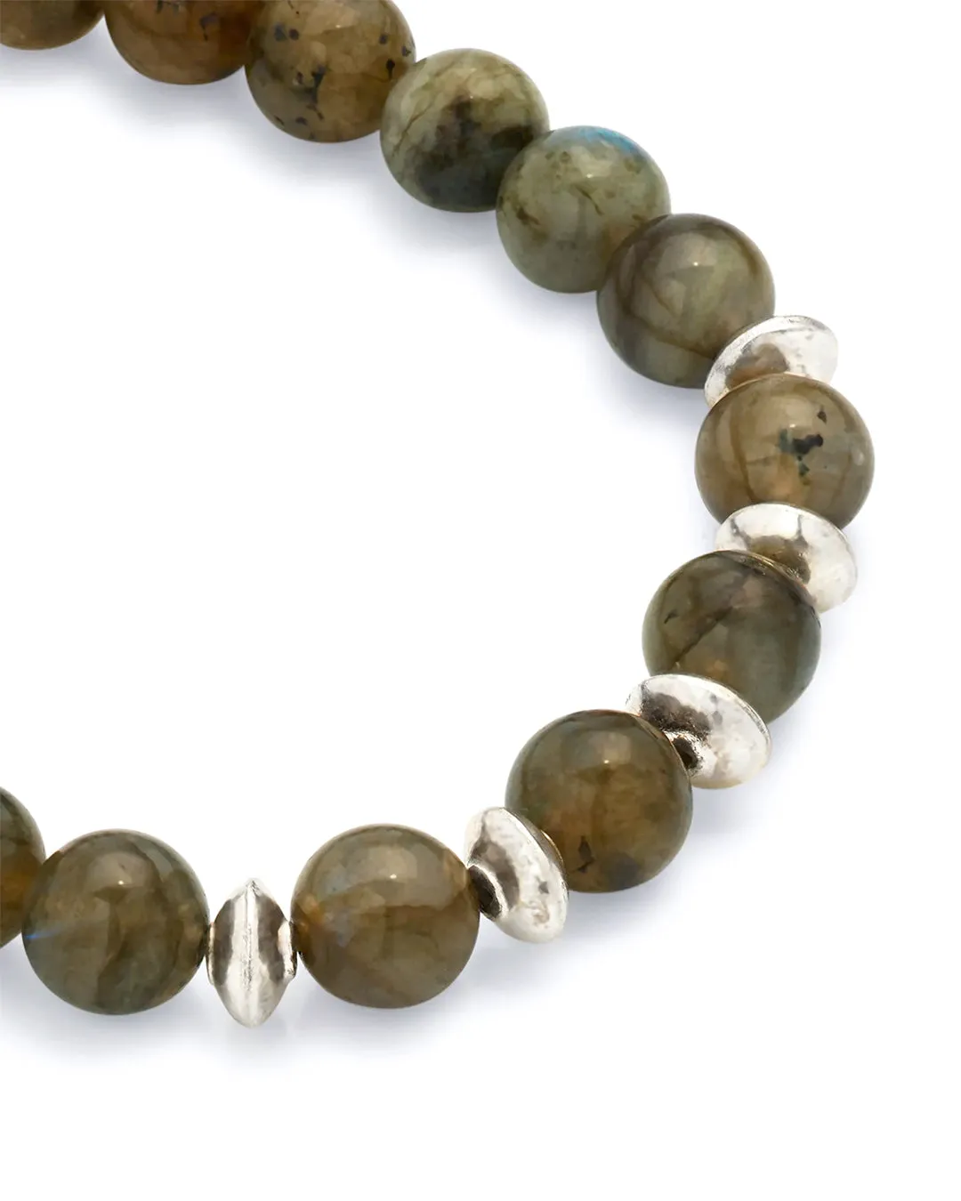 Labradorite & Sterling Beads Flex Bracelet