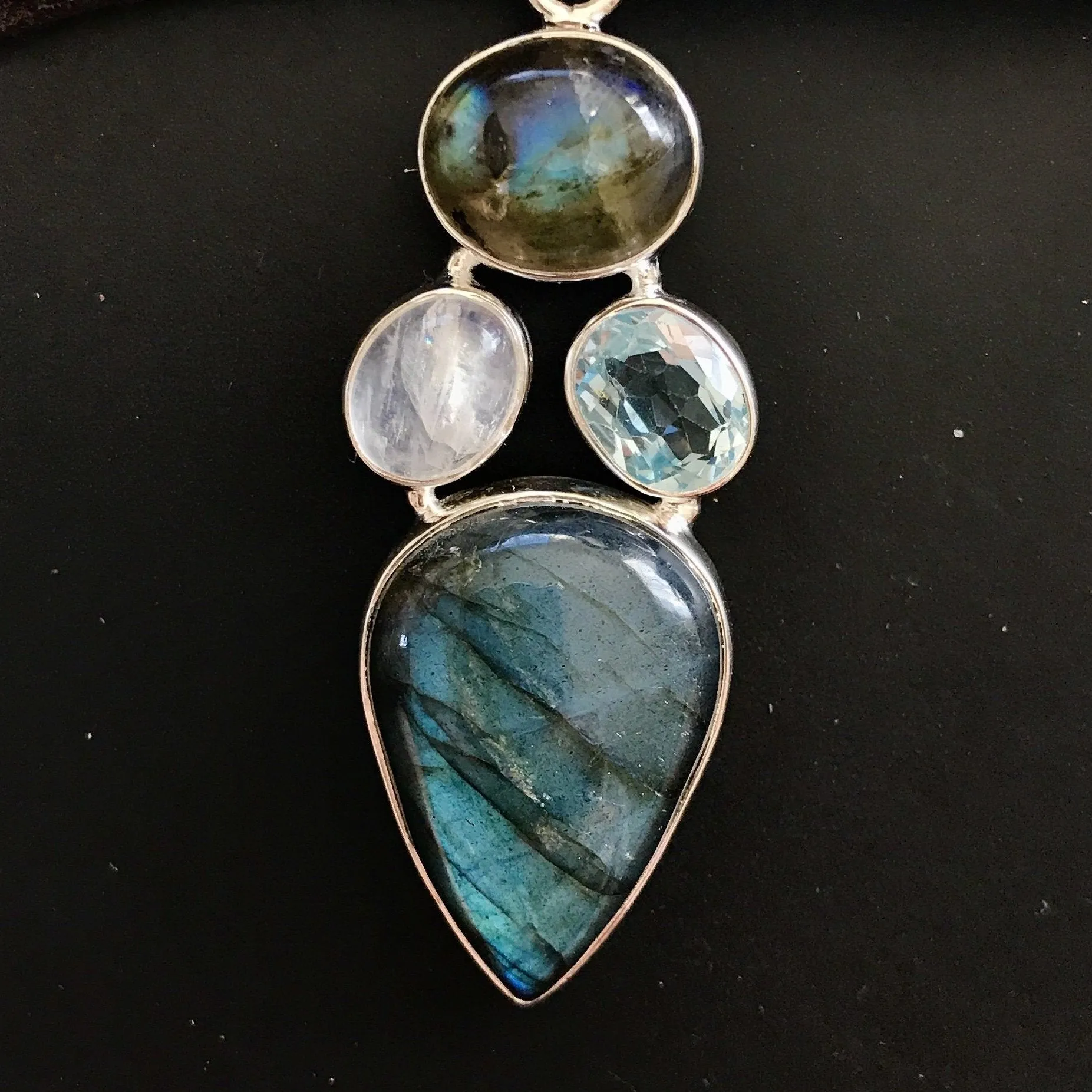 Labradorite Moonstone Aquamarine Pendant