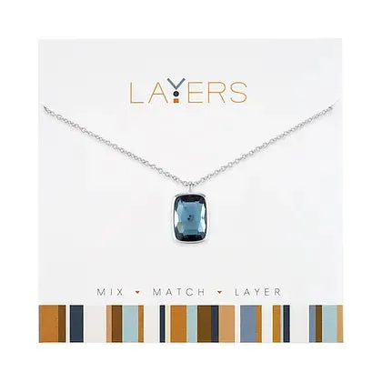 Layers Silver Rectangle Indian Sapphire  Necklace