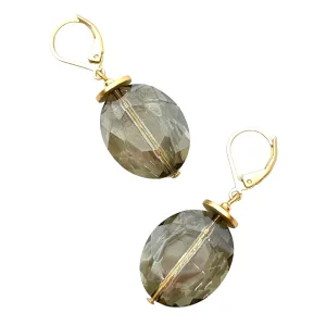 Light Smoke Crystal Lever Back Earrings