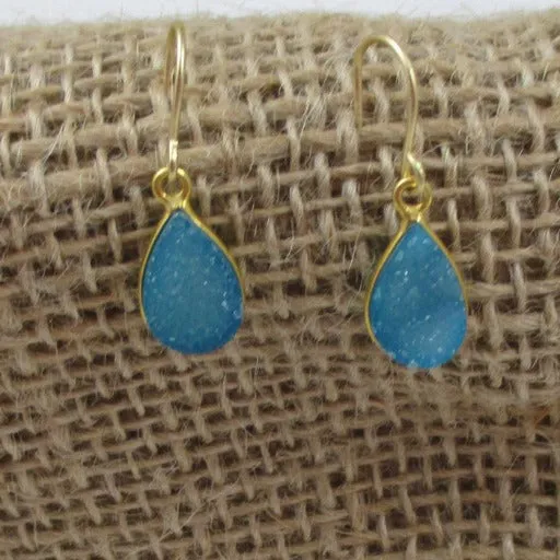 Light Turquoise Drusy Crystal Quartz Earrings