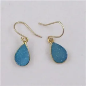 Light Turquoise Drusy Crystal Quartz Earrings