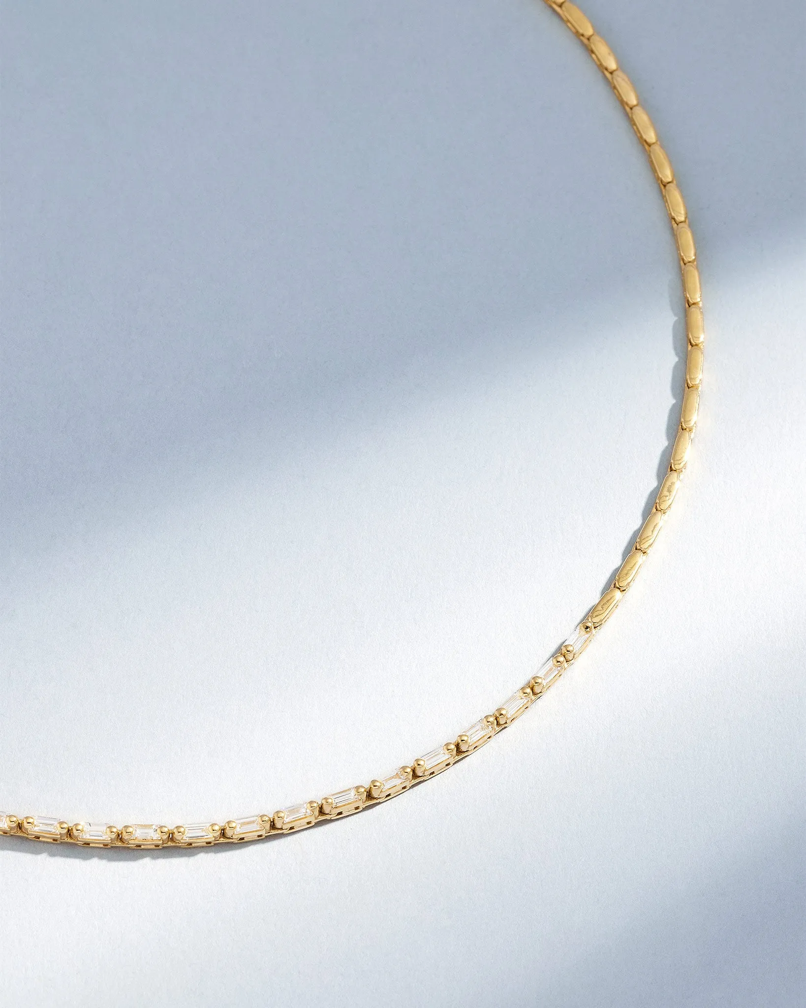 Linear Half Diamond Tennis Necklace