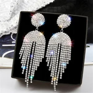 Long Tassel Crystal Rhinestone Drop Earrings