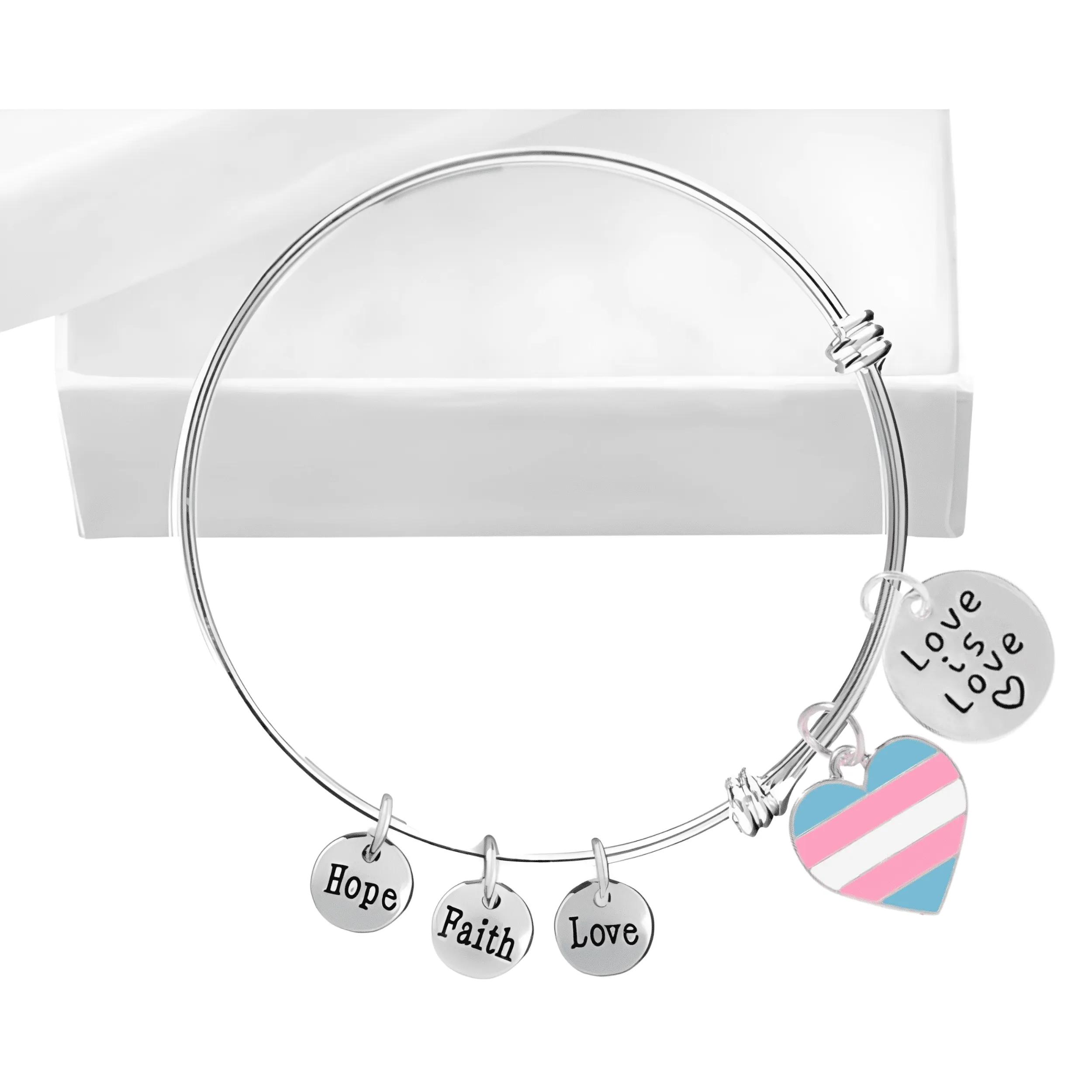 Love Is Love Transgender Heart Retractable Charm Bracelets