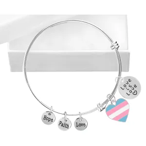 Love Is Love Transgender Heart Retractable Charm Bracelets