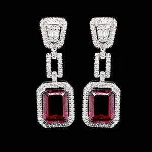 #LVNA2024 | Chain Emerald Red Ruby Gemstones Diamond Earrings 14kt