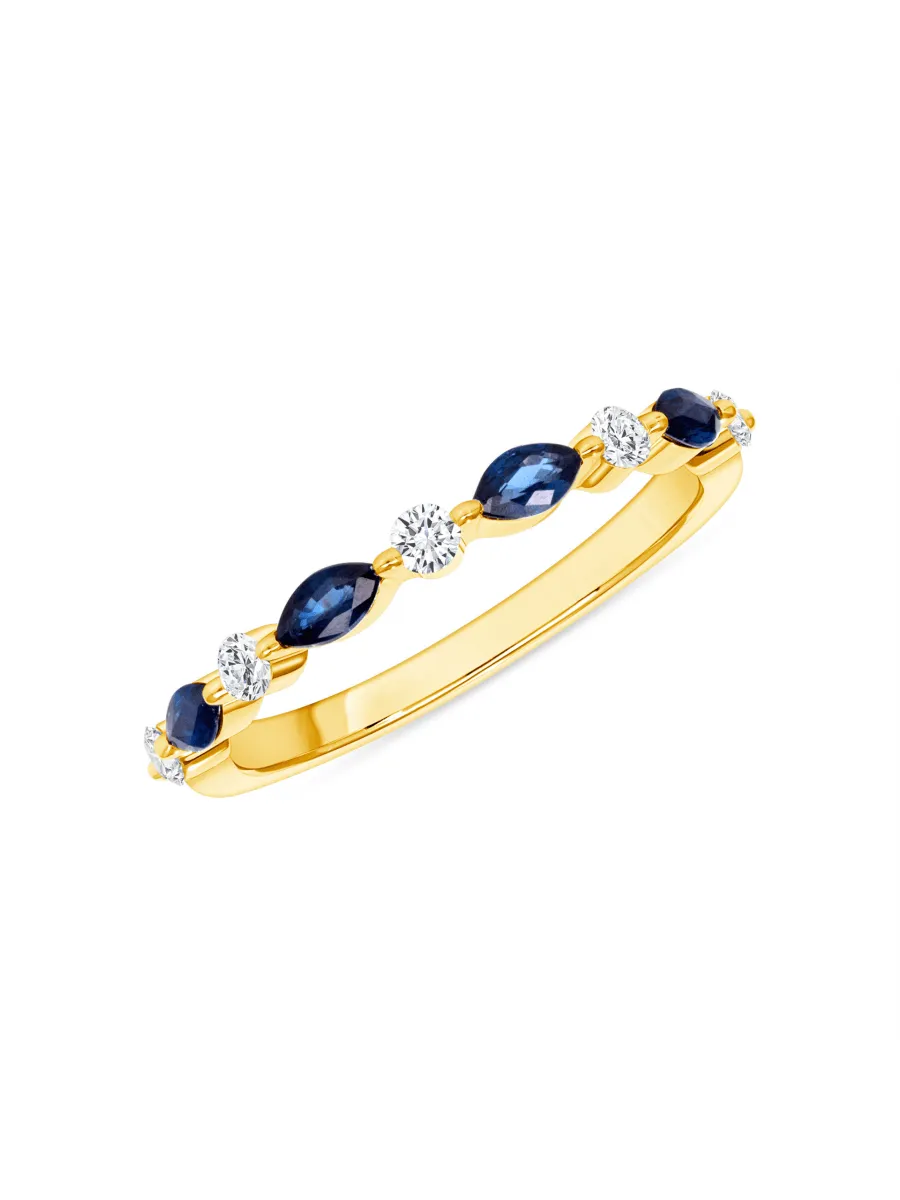 Marquise Sapphire and Diamond Band 14K