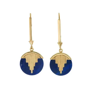 MINI AURORA PENDULUM EARRINGS LAPIS LAZULI - GOLD