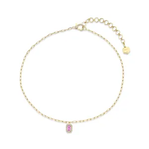 MINI ME DIAMOND & PINK SAPPHIRE HALO DROP PENDANT