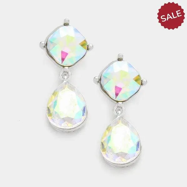 Miro Abalone Crystal Teardrop Silver Earrings