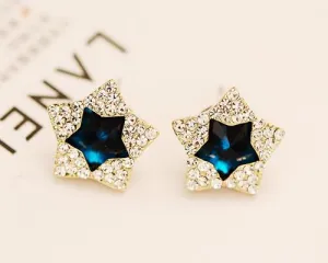 Multi Stars Blue Crystal Stud Earrings for Women