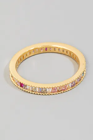 Multicolor Pink Rhinestone Ring in Gold