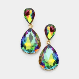 Oil Spill Crystal Teardrop Gold Earrings