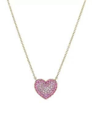 Ombre Sapphire Heart Necklace