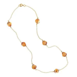 Orange Crystal Chain Necklace