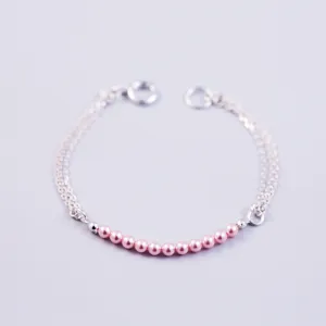 Pearl Bead Bracelet Silver & Rose Pink