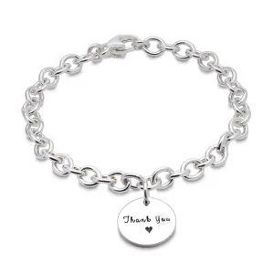 Personalised Round Tag Silver Charm Bracelet