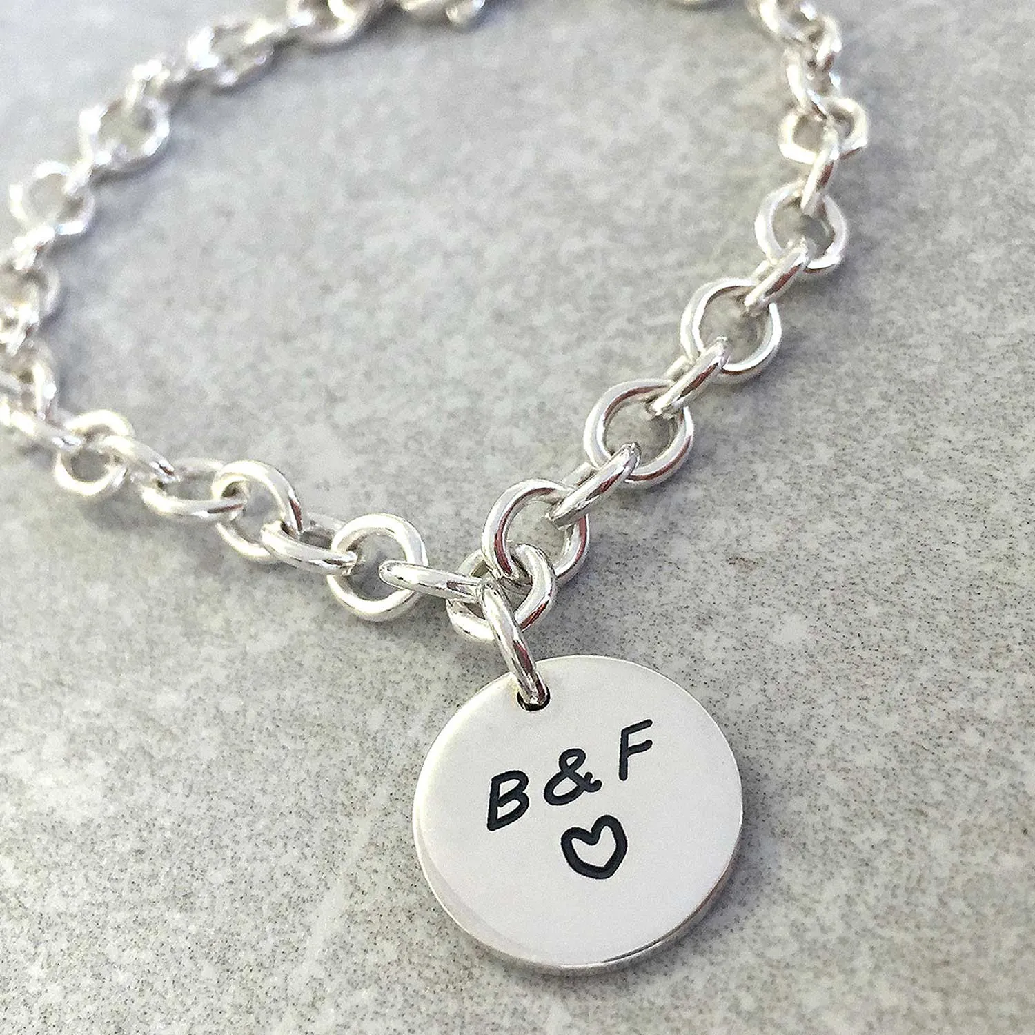 Personalised Round Tag Silver Charm Bracelet