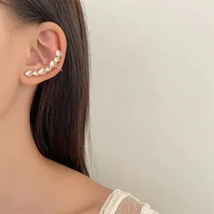 Pink Crystal Heart Ear Wrap Stud Earrings