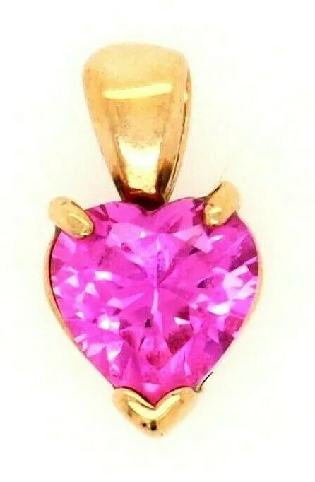 Pink Sapphire 9ct Yellow Gold Heart Pendant