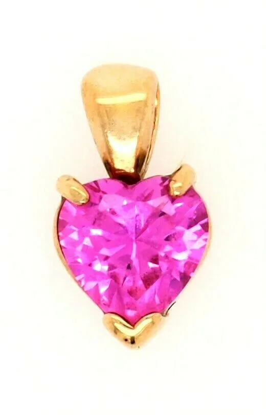 Pink Sapphire 9ct Yellow Gold Heart Pendant