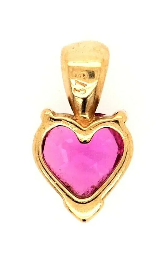 Pink Sapphire 9ct Yellow Gold Heart Pendant